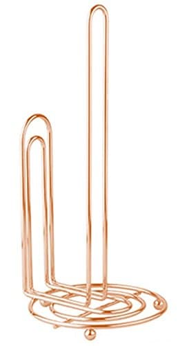 BaHoki Essentials Metal Paper Towel Holder - Countertop Dispenser for Contemporary Modern or Classic Kitchen and Bathroom - Accommodates All Roll Sizes (Copper)