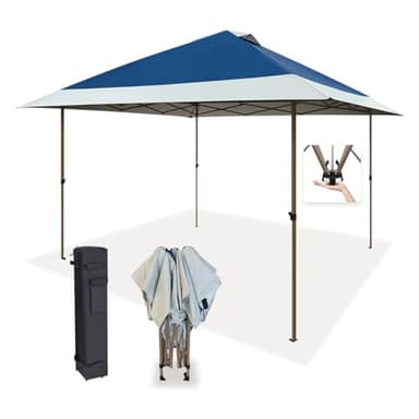 OUTDOOR LIVING SUNTIME 13x13 Instant Easy Pop Up Canopy,Portable Commercial Gazebo Camping Gazebo Tent Shelter with Wheeled Roller Carry Bag, Bonus Weight Sandbags, Stakes, Ropes - Navy