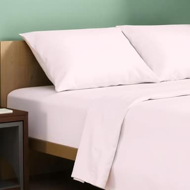 TEXAS LINEN CO. 100% Organic Cotton Sheets Full Size - 4 PC Organic Cotton Full Percale Weave Sheet Set, Soft, Cooling, Crisp & Breathable, 16" Deep Pocket Hotel Quality Bedding Set - Blush