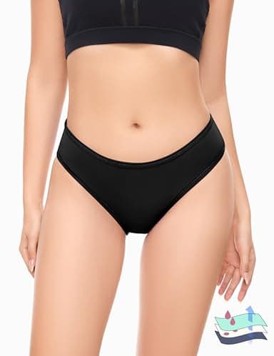 Molonka Period Swimwear Leakproof Swim Bikini Bottom Menstrual Swimsuit Waterproof UPF 50+ Bathing Suit for Teens Girl Women Black XS