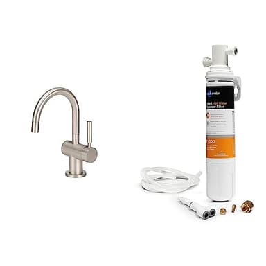 InSinkErator F-HC3300SN Modern Instant Hot & Cold Water Dispenser - Faucet Only, Satin Nickel & F-1000S Standard Under Sink Water Filtration System for Instant Hot and Cold Water Dispenser System