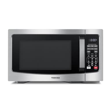 TOSHIBA EM131A5C-SS Countertop Microwave Ovens 1.2 Cu Ft with 12.4" Removable Turntable Smart Humidity Sensor, 12 Auto Menus Mute Function ECO Mode Easy Clean Interior, 1000W, Silver