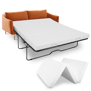 Meulbaty 4 Inch Memory Foam Mattress Replacement with Washable Cover for Sleeper Sofa and Couch Beds,Full Size(72" L x 53" W x 4" Th),(Sofa Not Included) White