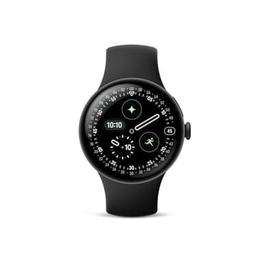 Google Pixel Watch 4 (45mm) - Android Smartwatch - Heart Rate and Sleep Tracking - 40-Hour Battery - Fitness Tracking - Google AI - Matte Black Aluminum Case - Obsidian Active Band - LTE (2025 Model)