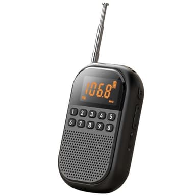 Personal AM FM Portable Radio with Bluetooth Speaker AM FM Pocket Radio Mini Digital Tuning Walkman Rechargeable Support TF Card LED Display Sleep Timer Earphone Jack for Walking Jogging (Black)