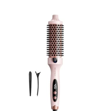 Wavytalk Thermal Brush, Blowout Boost 1.5 inch Heated Round Brush for Blowout Look, Dual Voltage, Pink, Sakura, Tourmaline Ceramic, Negative Ion Technology, 5 Temperature Settings, Less Damage