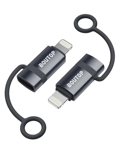 BOUTOP [MFi Certified] 36W USB C to Lightning Adapter (2 Pack) - Support PD Fast Charging/Data Sync, with Anti-Lost Silicone Holder for iPhone iPad AirPods, Reduces Cable Clutter