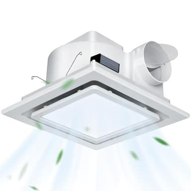 Gopper 12" Ultra Quiet Bathroom Exhaust Fan with 6500K LED Light, 1.0 Sone 120 CFM, 10x10 Mount, 1500 LM Ceiling Ventilation Fan, Energy Efficient