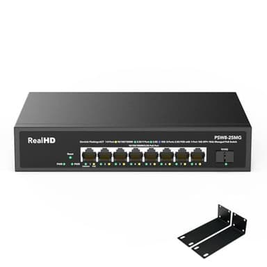 8 Port 2.5G Gigabit PoE Web Managed Switch with 10G SFP, IEEE 802.3af/at PoE 135W, Support WiFi6 AP, NAS, PoE Camera NVR