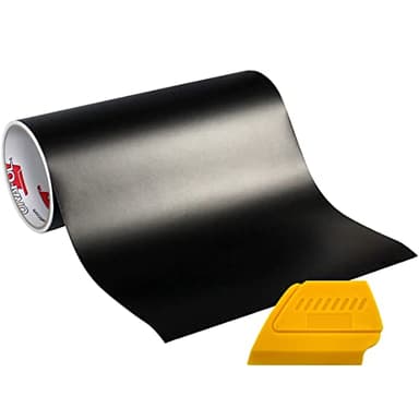 Oracal 751 Premium Long-Term Indoor & Outdoor Craft Vinyl 12in x 6ft Roll for Cutters and Plotters Including Hard Yellow Detailer Squeegee (Matte Black)