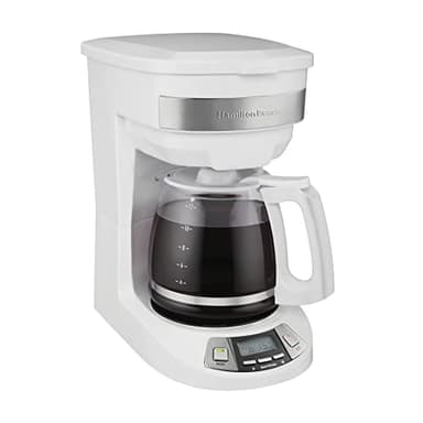 Hamilton Beach 12 Cup Programmable Drip Coffee Maker Machine, Regular & Bold Brew Options, Auto Pause and Pour, Glass Carafe, White (46294J)