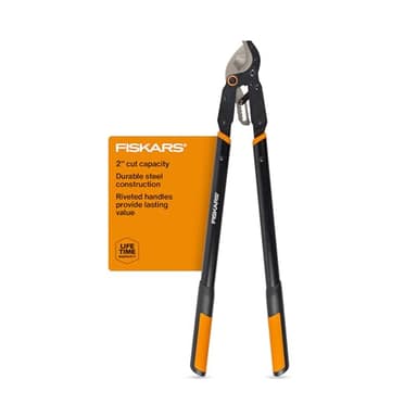 Fiskars Ratchet Drive Anvil Lopper 32 Inch Heavy Duty Tree Trimmer, 2 inch Cut Capacity, Riveted Handles for Easy Squeeze Cutting Power