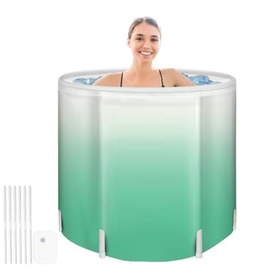 KAERMU Portable Foldable Bathtub for Adults - Collapsible Travel Tub for Camping, Home & Spa - Space Saving, Durable PVC (Green Gradient)