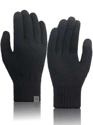 TRENDOUX Mens Womens Merino Wool Gloves for Cold Weather, Thermal Touchscreen Gloves with Liner, Tech Texting Phone Capable Black M