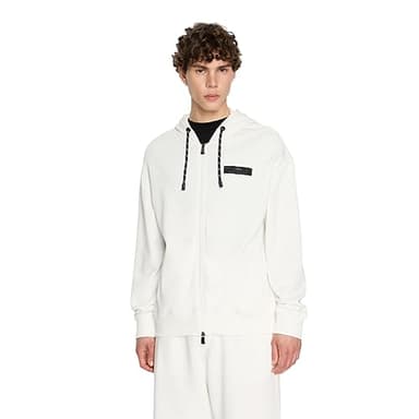Armani Exchange Men's Limited Edition We Beat As One Capsule French Terry Full Zip Hoodie, Off White, XL