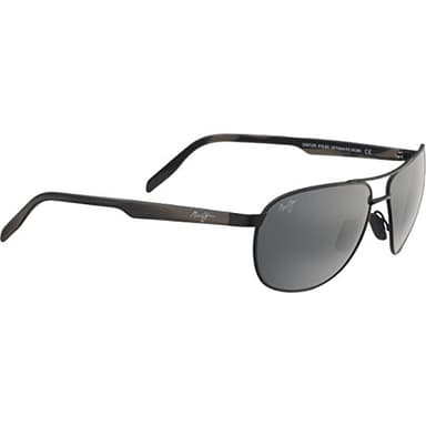 Maui Jim Men's and Women's Castles Polarized Aviator Sunglasses, Matte Black/Neutral Grey, Medium