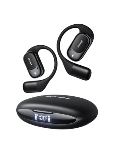 Eonini 2025 Open Ear Earbuds Wireless Bluetooth Headphones, Earhook Sports Earphones with Mic, 40Hrs Playtime, Smart Digital Display, IPX5 Waterproof for Running, Gym, Cycling(Black)