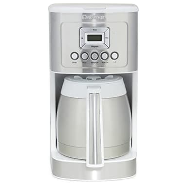 Cuisinart 12-Cup Coffee Maker, Programmable PerfecTemp Thermal Carafe Coffee Machine with 1-4 Cup Setting, Brew Strength Control and Brew Pause, Stainless Steel, White