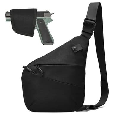 Crossbody Sling Bag, Anti Thief Conceal Carry Handgun Bag, Stealth Personal Pocket Bag Over Shoulder Backpack (Black A)