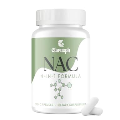 Clarusph High Dose NAC Supplement 1200mg | N-Acetyl Cysteine Amino Acid Supplement for Respiratory | Antioxidants Supplements for Overall Well-Being | 90 Capsules