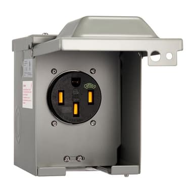 Suplevel 50 Amp EV/RV Power Outlet Box, Extra Heavy Duty EV-Grade 14-50R Receptacle, NEMA 3R Outdoor Metal Box, Enclosed Lockable Weatherproof EV Charger Outlet Box, 3-Pole, 4-Wire, ETL Listed