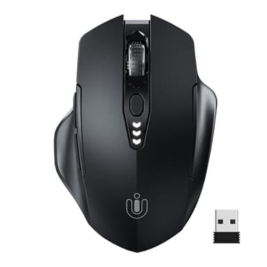 Uineer Wireless Mouse,Upgraded 2.4GHz Rechargeable (Battery Level Visible) Ergonomic Computer Mouse,4 Levels DPI, Wireless Mice for Laptop Computer(Matte Black)