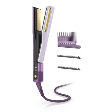 Shark SilkiPro™ Straight | Wet-to-Dry Straightener + Rapid Blow Dryer | 3 Interchangeable Combs | Ultra-Fast Drying | No Heat Damage | for All Hair Types | Plum Satin | HT400PU