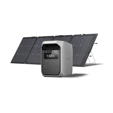 EF ECOFLOW Solar Generator DELTA 3 Classic with 220W Solar Panel, 1024Wh LiFePO4 Battery Portable Power Station, 1800W AC/100W USB-C Output (3600W Surge), 1 Hr Fast Charge for Home, Camping, RV