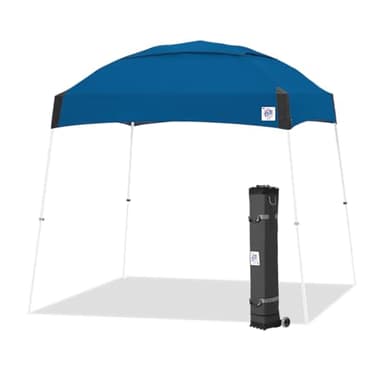 E-Z UP Dome Instant Shelter Canopy, 10' x 10', Vented Top with Wide-Trax Roller Bag & 4 Piece Spike Set, Royal Blue