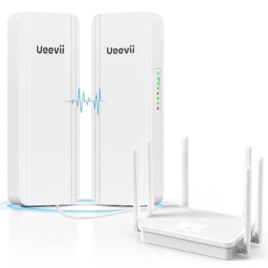 UeeVii Dual-Band Wireless Bridge Router Kit | 2.4G 5.8G WiFi Bridge | 5KM Point to Point Wireless Bridge Outdoor Network for Starlink Extender for Barn/Shop | IP65 Weatherproof | Plug & Play