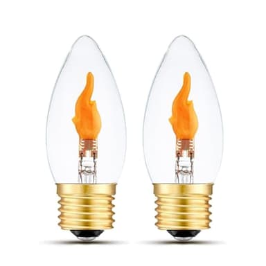Sunaiony LED Flickering Light Bulbs E26 Flame Effect Bulb Standard Base, Fire Light Bulbs for Halloween Christmas Decoration, 2 Pack