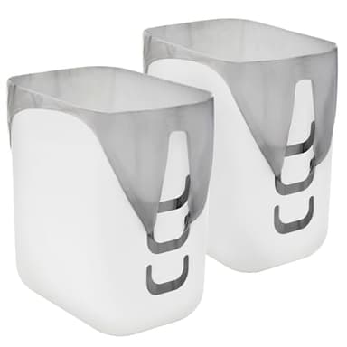 STORi Luup Bathroom Wastebasket 2pk, Secure Grocery Bags, Plastic Garbage Container for Vanity, Laundry Room, Kitchen, Office, 2.5 Gallon, White, Made in USA