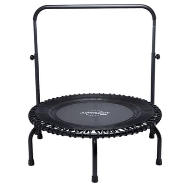 JumpSport 350 PRO Indoor Heavy Duty Lightweight 39-Inch Fitness Rebounder Adults Trampoline with Sporty Steel Handle Bar Accessory for Workouts, Black