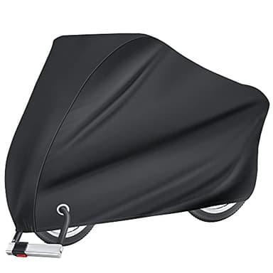 Puroma Bike Cover for 1 bike, Outdoor Waterproof Bicycle Covers Rain Sun UV Dust Wind Proof with Lock Hole for Mountain Road Electric Bike (Basic Black)