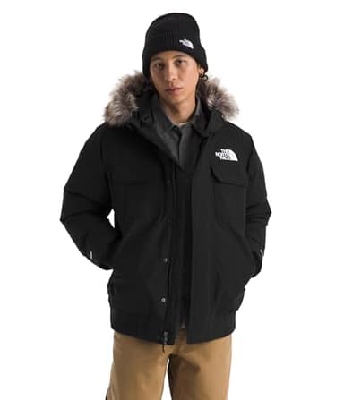 The North Face Men's McMurdo Bomber Jacket | Waterproof, Waterfowl Down Insulation, Hooded Jacket, TNF Black/TNF Black, Small