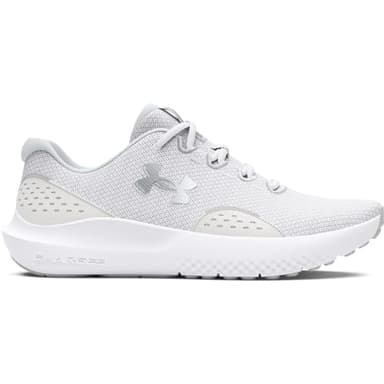 Under Armour Women's Charged Surge 4, (100) White/Distant Gray/Metallic Silver, 8, US