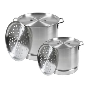 IMUSA Aluminum Steamer Dual Piece Set, 32 Qt and 10 Qt, Silver