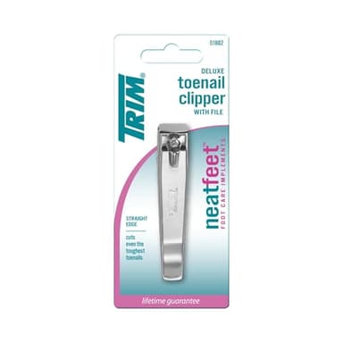 Trim Neat Feet Foot Care Implements Deluxe Toenail Clipper with File, Straight Edge, Stainless Steel, Cuts Toughest Toenails, Helps with Ingrown Nails, Ultra Sharp, Nail Care Tool, 1 Count