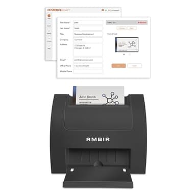 Ambir Business Card Scanner PS670ST-BCS High Speed Single Sided Vertical USB Powered Business Card Scanner with AmbirScan Business Card for Windows PC and MAC
