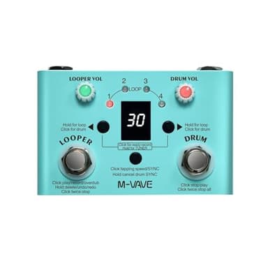 M-VAVE Looper Pedal Drum Machine with Tuner 11-Minute Loop, 30 Preset Drum Patterns, App Editing & Sharing, Dual Power Modes, Tuner, Drum Machine, Loop Mixed Mode