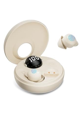 CuiSuto Sleep Earbuds for Side Sleepers Wireless Bluetooth Headphones Mini Invisible Earplugs Small Design Comfortable in-Ear Ear Buds Noise Blocking for Sleeping Working Hiking-Off White