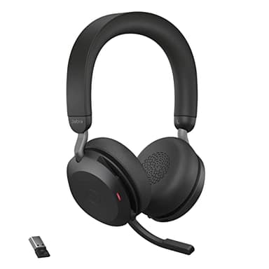 Jabra Evolve2 75 PC Wireless Headset with 8-Microphone Technology - Dual Foam Stereo Headphones with Advanced Active Noise Cancelling, USB-A Bluetooth Adapter and MS Teams-Compatibility - Black