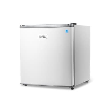 BLACK+DECKER 1.7 Cu. Ft. Compact Refrigerator, ENERGY STAR Certified, Single Door Mini Fridge with Chiller Compartment, Personal Fridge for Home or Dorm Room, R600a Refrigerant, BCRK17W, White