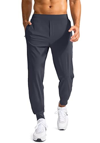 Men's Golf Joggers Pants with Zipper Pockets Stretch Sweatpants Slim Fit Track Pants Joggers for Men Work Running (Dark Gray, L)