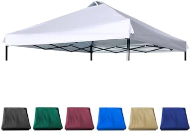 JANCANOPY 10x10 Canopy Replacement Top with Air Vent Silver Coated for Straight Leg Canopy Frame,(White)