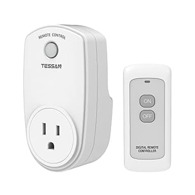 Remote Control Outlet, TESSAN Wireless Electrical Plug Switch for Lights, Lamps, Fans, 100ft RF Range, 1200W (1 Remote + 1 Outlet)