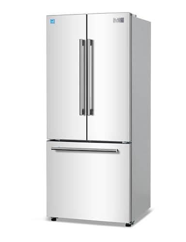 BLACK+DECKER 16 Cu. Ft. French Door Refrigerator with Built-in Ice Maker, Full Size Refrigerator with Bottom Mount Freezer Drawer, ENERGY STAR certified, White