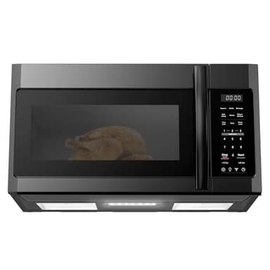 BLACK+DECKER Over the Range Microwave Oven with Vent and One-Touch Auto Cooking, 1.7 cu. ft. OTR Over Stove Microwave, Black, 1000 Watts, EM044K6CF-BK