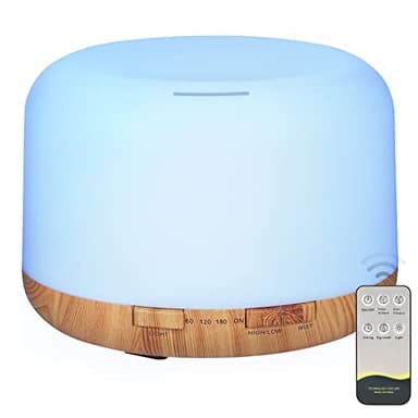 Oil Diffuser, 500ml Essential Oil Diffusers with 2 Mist Mode 4 Timers＆7 Ambient Light Waterless Auto Off, Diffusers Large Room Home Office
