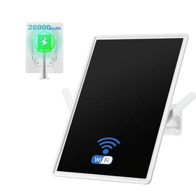 Solar WiFi Extender Signal Booster Outdoor, Long Range up to 500-feet, Internet 2.4G WiFi, 15W Solar Panel, 26000mAh Battery, IP65 Waterproof, Solar Powered WiFi Extender for Garden, Farm & Ranch